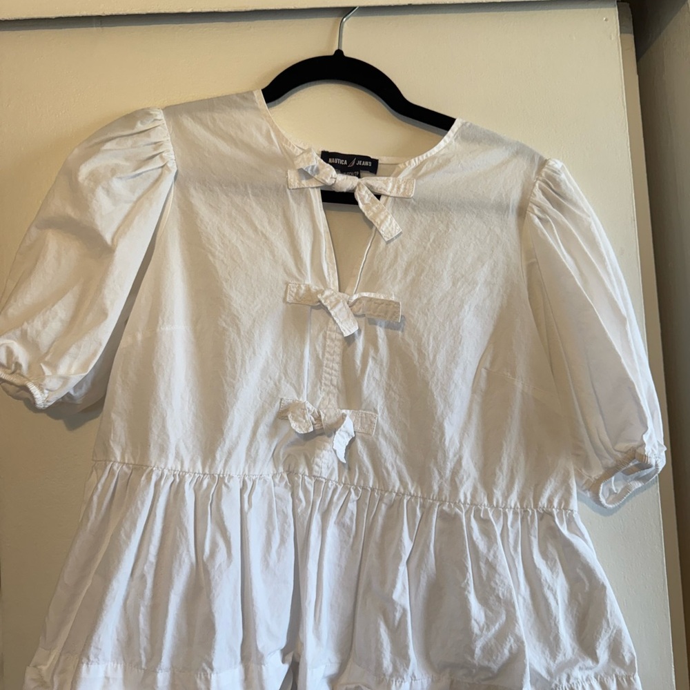 Nautica White Blouse with Bow Detail